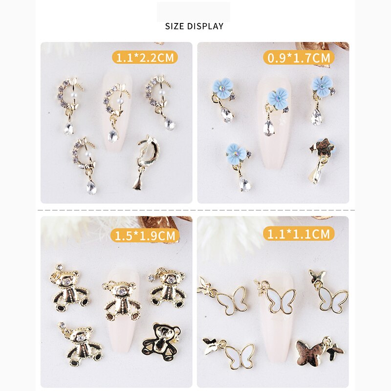 Nail Charms Pearl Decoration For Press On Fake Nail Accessories Pendant Super Sparkling Zircon Nail Parts Manicure Professionals