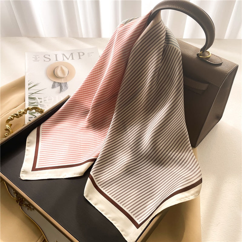 Fashion Wraps Satin Hijab Luxury Square Scarf for Women Hair Bands Ribbon Headband Silk Shawl Neckerchief Female Bandana FJ674-4