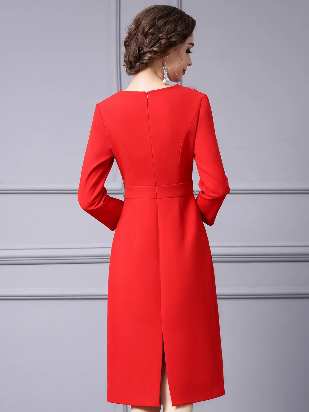 Autumn Luxury Diamonds Party Formal Occasion Dresses for Women Elegant Christmas Red Cocktail Vestidos Fiesta Robe