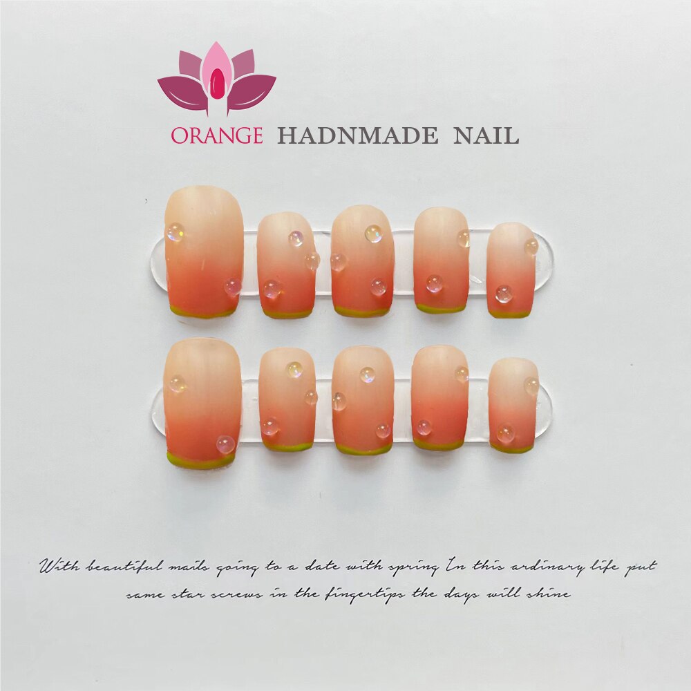 Handmade Pink Fake Nail Press On With Glue Cute Korean Designed Full Cover Winter Manicuree Wearable Nail Art XS S M L Size Nail Spain