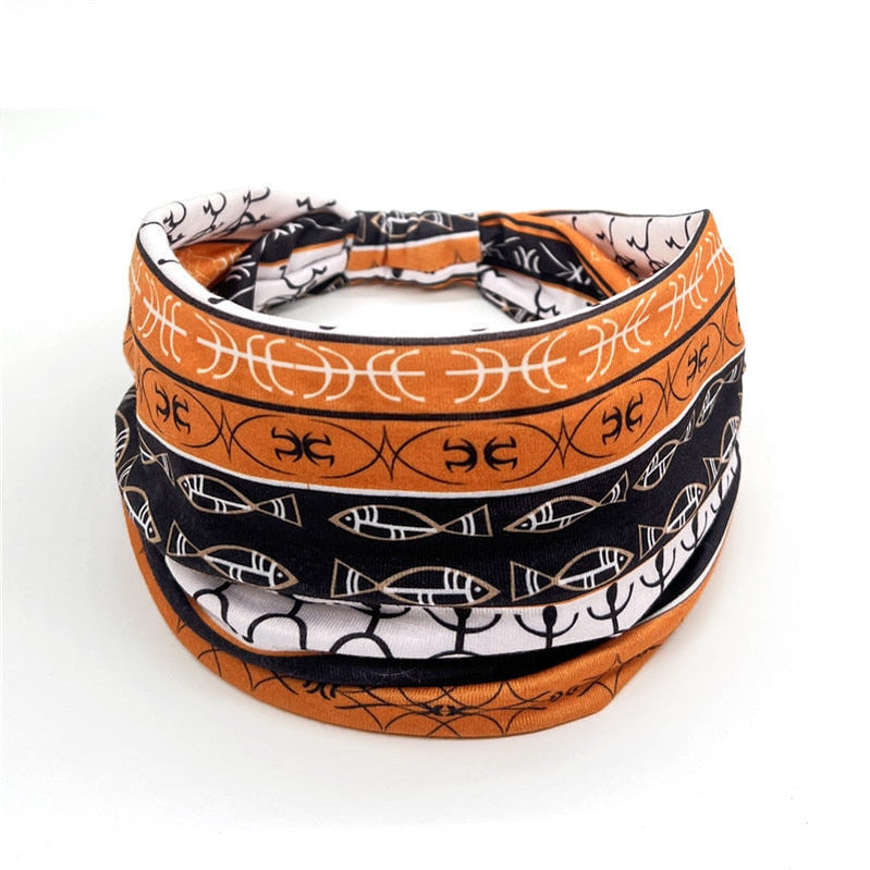 New African Pattern Print Headband for Women Twist Style Hair Band Ladies Salon Make Up Head Wrap Headwear Turban Girls Accessor 5
