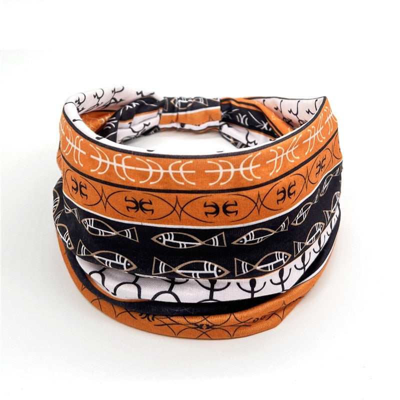 New African Pattern Print Headband for Women Twist Style Hair Band Ladies Salon Make Up Head Wrap Headwear Turban Girls Accessor 5