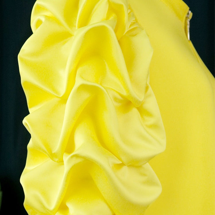 Trendy Fall Winter Mini Shift Dress Women High Neck Puff Sleeve Zipper Tunic Dress Retro Vintage Party Club Events Wear 4XL