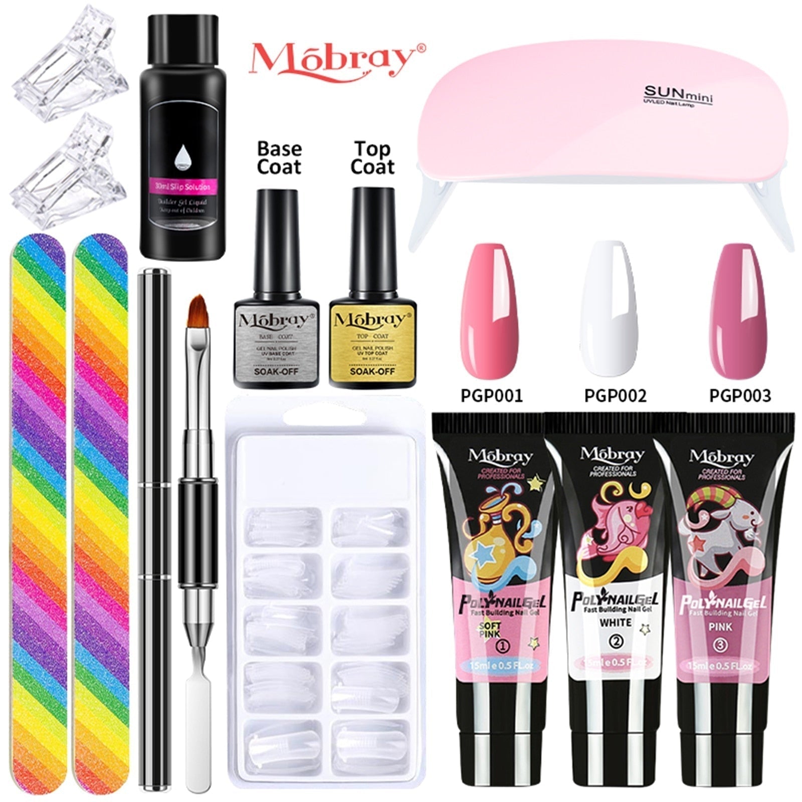 Mobray Poly Nail Gel Set Manicure Set Gel Cuticle Pusher Finger Extend Mold Nail Kit All For Quick Extension Manicure Set 13pcs-set-1