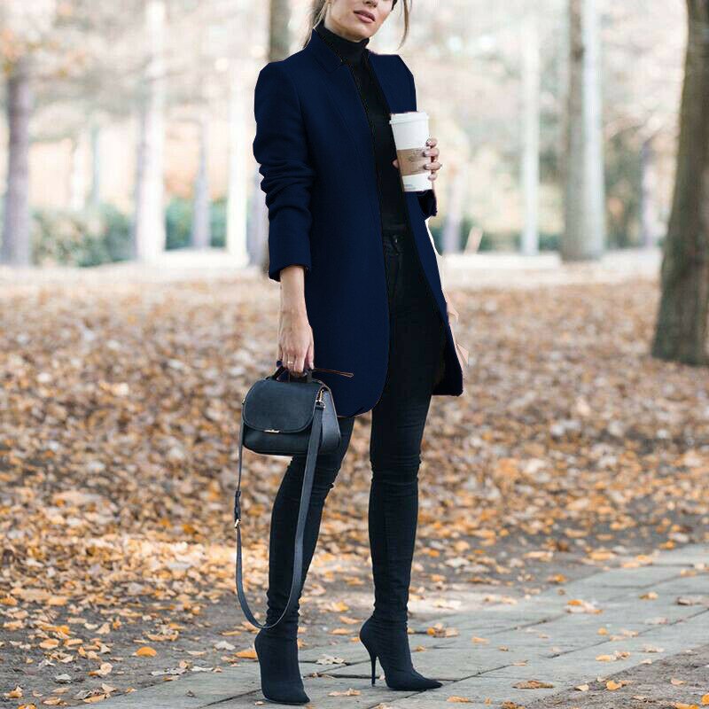 2023 Autumn/Winter New European and American Fashion Solid Neck Woolen Coat