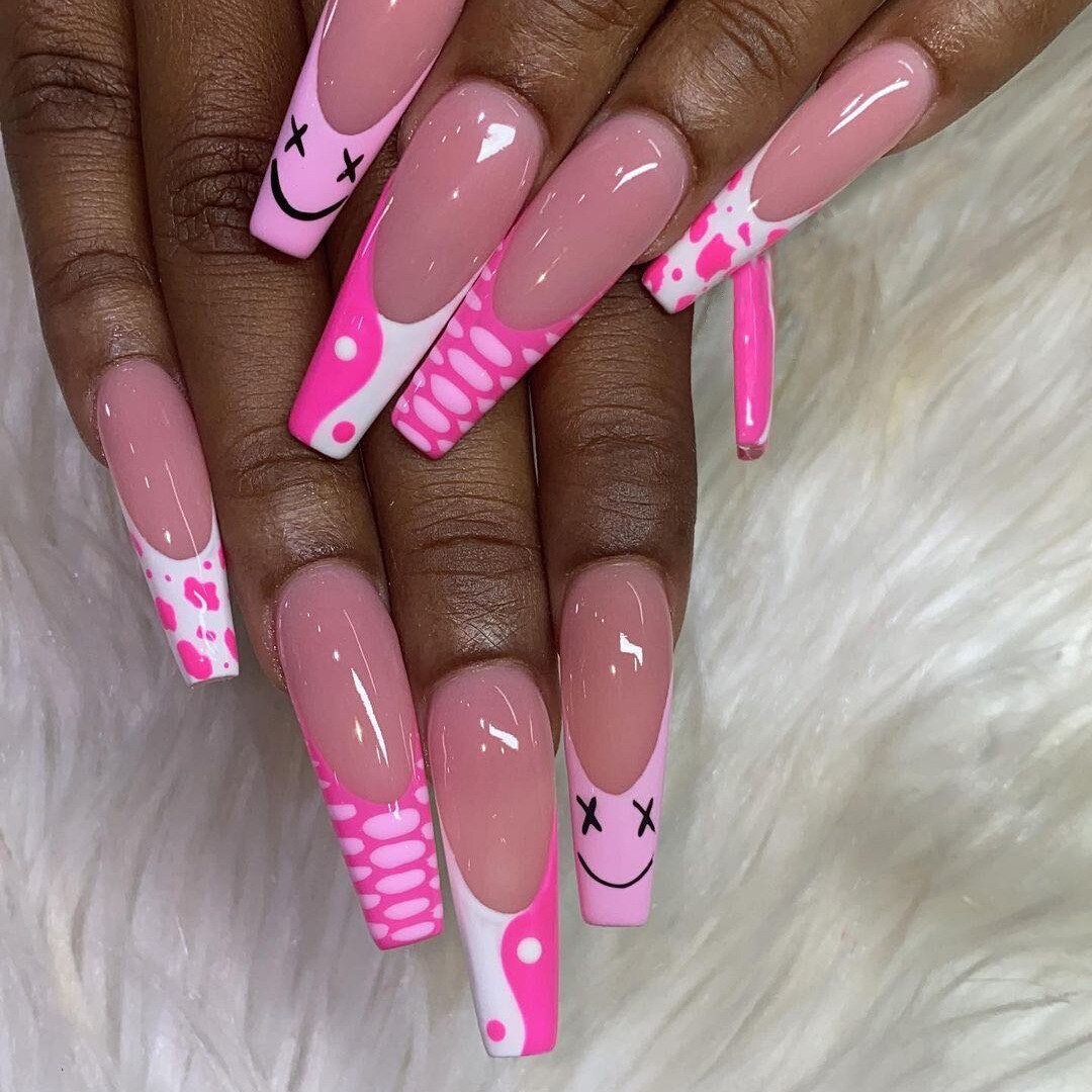 Fake Nails Heart Pattern Full Cover Fake Nails DIY Glue Press On Nails Nail Supplies For Professionals