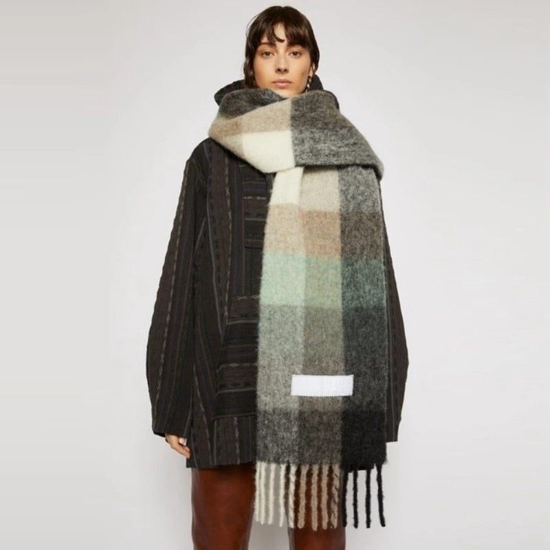 New Scarf Autumn and Winter Multicolor Thickened Plaid Scarf The Same Length Warm Shawl For Men and Women Scarves