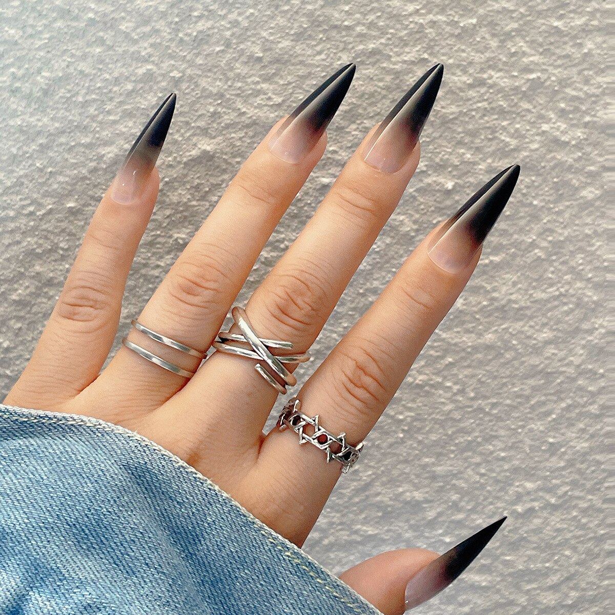 Acrylic Fake Nails Wearable Long Sharp Nail Broken Diamond Butterfly Dot Diamond Full Cover Nail Tips Set Press On Nails New