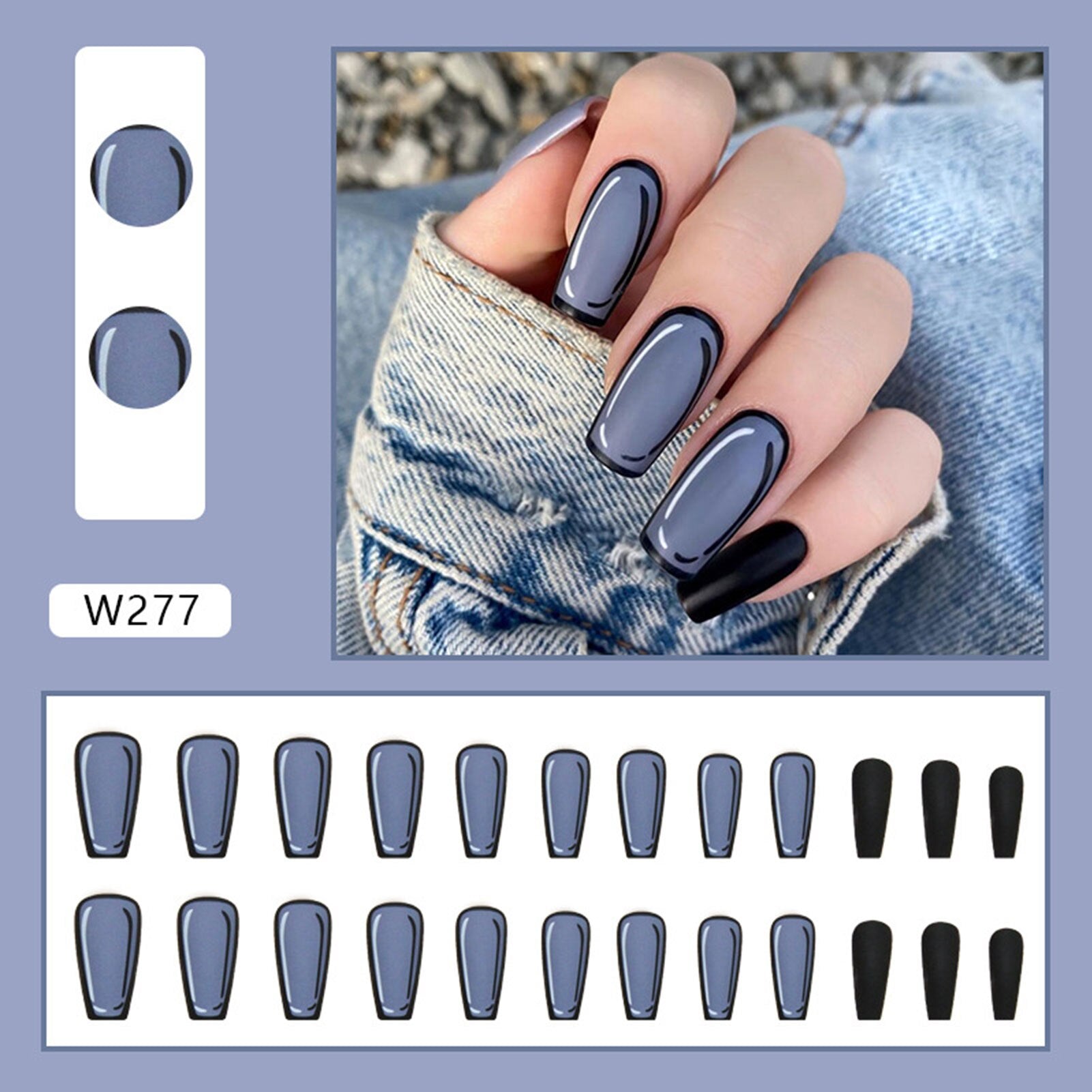 Comic Style False Nails for ACGN Girls 24pcs Coffin y2k Style Press on Nail Tips Full Cover Wearable Short Square Acrylic Nails style4