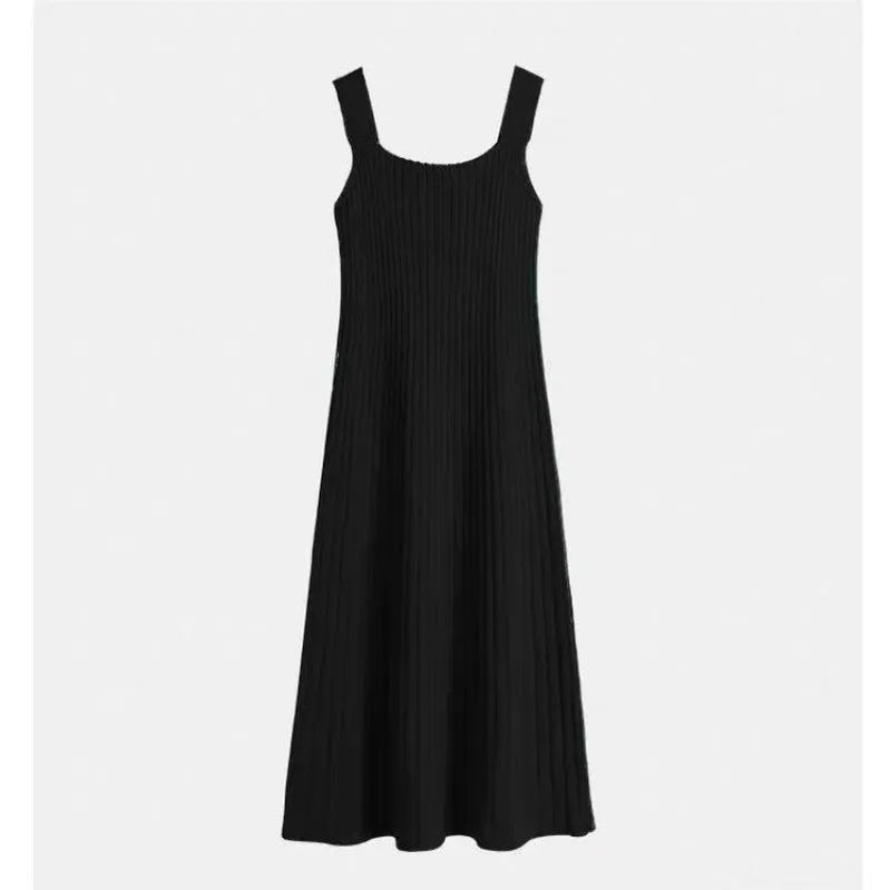 Women's Autumn/Winter New Fashion Knitted Sweater Dress Matching Set Korean Elegant Cardigan Sling Skirt Two Piece Suit Black Dress