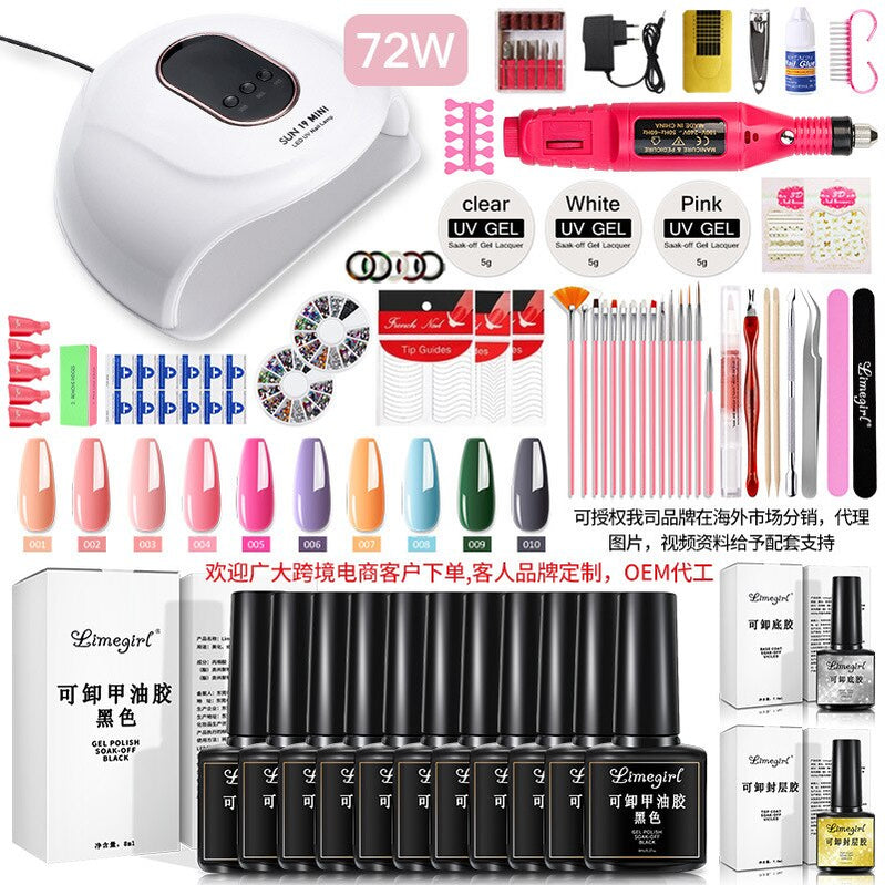 54W LED Light Primer Glossy Matte Finish Gel Nail Polish Kit Gel Nail Polish Kit with UV Light Gel Nail Polish Kit Acrylic Nail LH02-2