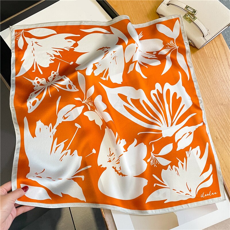 Classice 100% Silk Square Scarf Women Print Stripe Hair Band Wrist Foulard England Style Neckerchief Bandana Echarpe FZ227-1