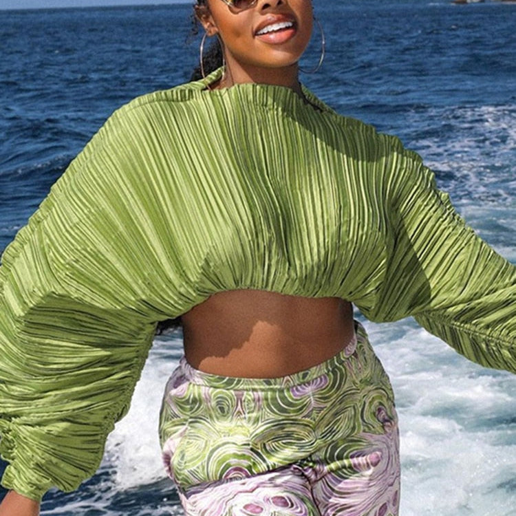 Spring Loose Soild Crop Tops For Women Long Sleeve Fashion Sweatshirts Female Sexy Black Green Casual T Shirts Sweatshirts green SHANGYI 23