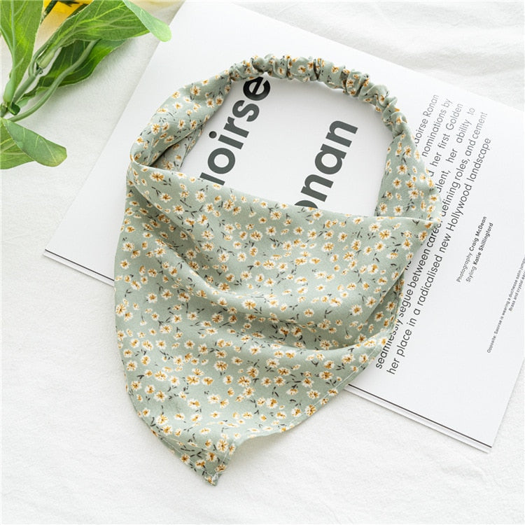 Chiffon Printing Flower Bandana Hair Scarf Headband for Women Vintage Long Ribbon Scrunchie Beach Bandanas Hair Accessories 4