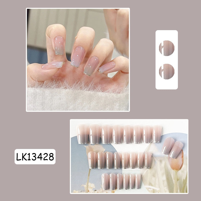 Y2k Fake Black Nail Long Ballet Reusable Adhesive Acrylic Press on set Nails Dark Acrylic Artificial False Nails Arts Tips 24pcs