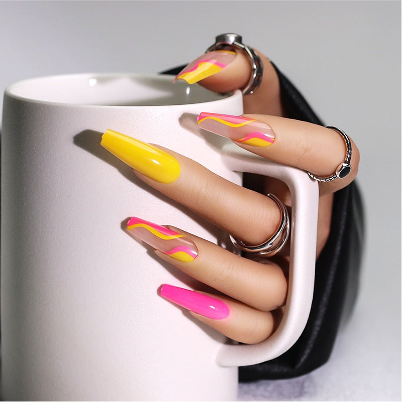 Navolution 24Pcs/Set DIY Manicure Wearable Fake Nails press on Detachable Finished Fingernails Ballet Square Head Almond Short