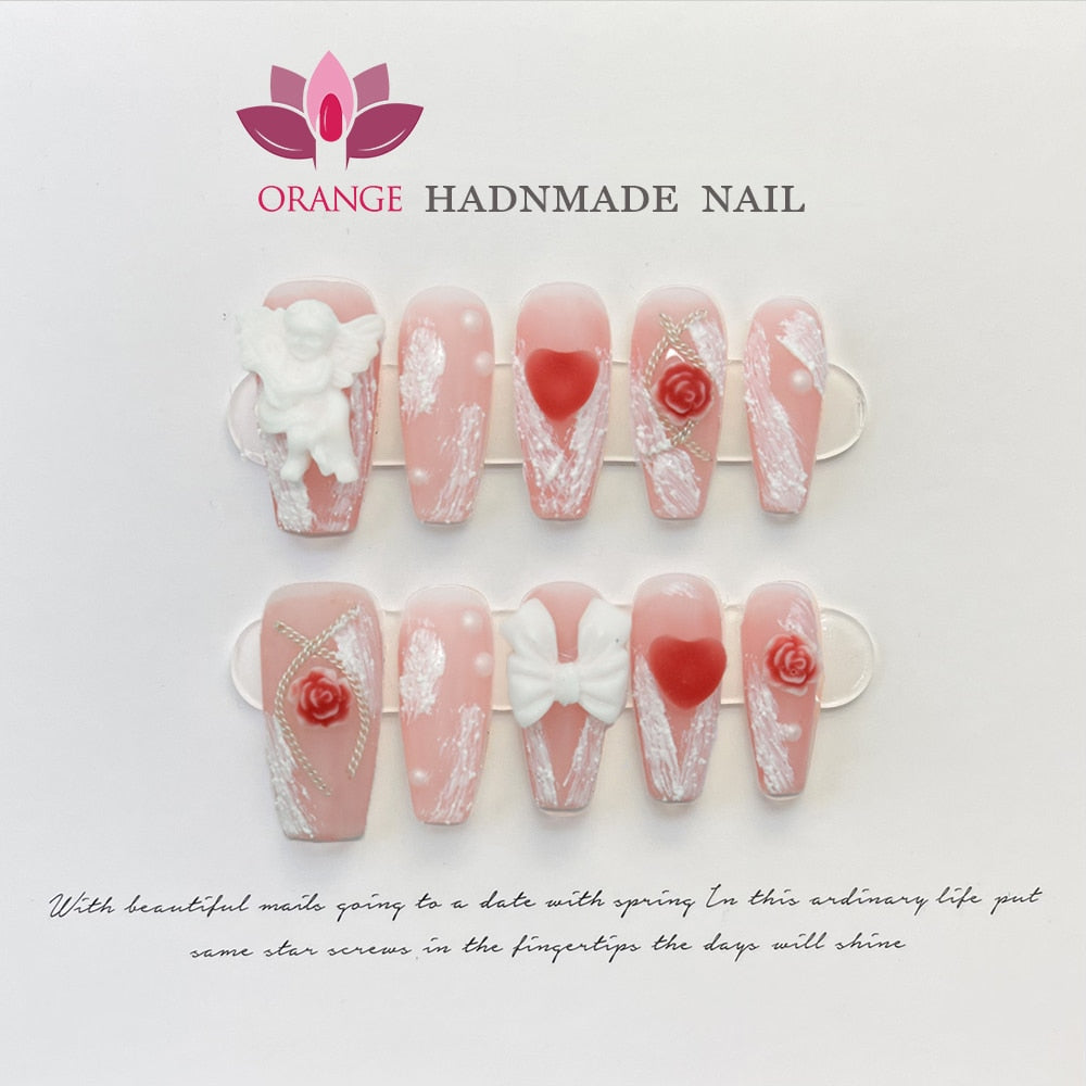 Handmade Japanese Nails Set Press On Professional Decoration Nail Art Manicuree Wearable Artificial False Nails With Designed Spain