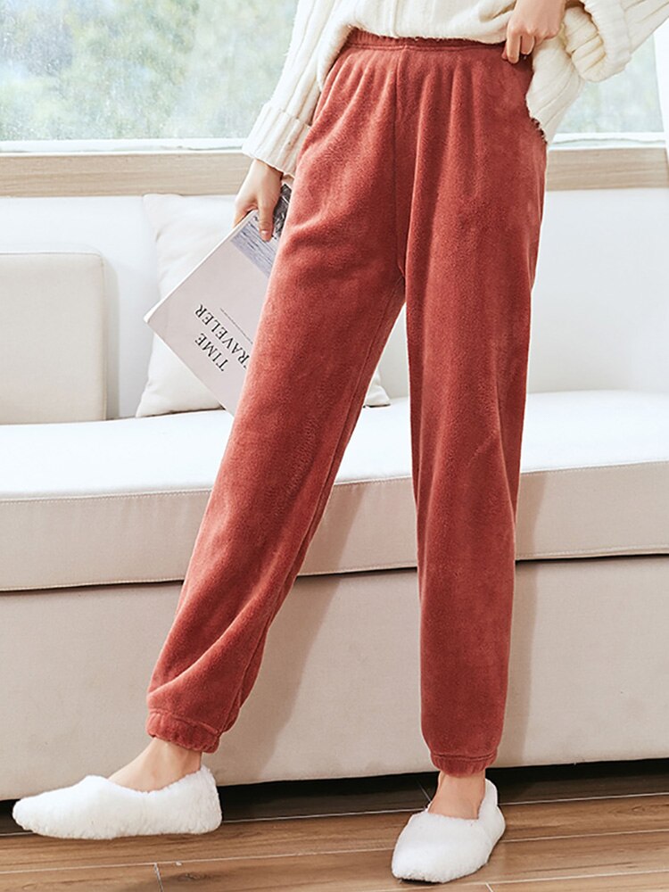 Women Winter Velvet Sets Pullover And Elastic Waist Pants Sets Casual Warm Cashmere Sets Women Autumn and Winter RED PANTS fit to 45-75kgs