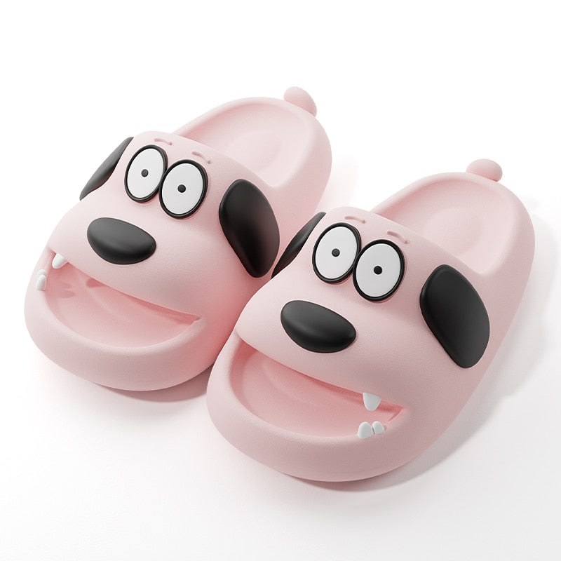 Catroon Dog Outdoor Home Slippers Thick Soled Non Slip Slides Bathroom Indoor Summer Comfy Shoes Pink