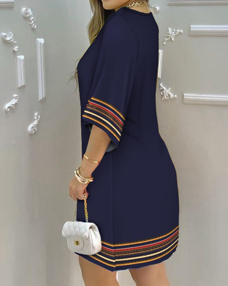 Women's Dress Summer Fashion Tropical Print Half Sleeve O-Neck Dresses Female Casual Party Beach Mini Loose Dress Vestidos
