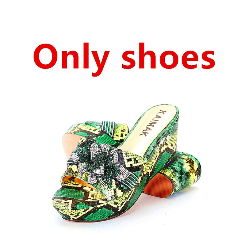 Italian Design Shoe Bag Set Women Summer Thick Bottom -Suitable for Wedding Party Size 37 to Size 44 11