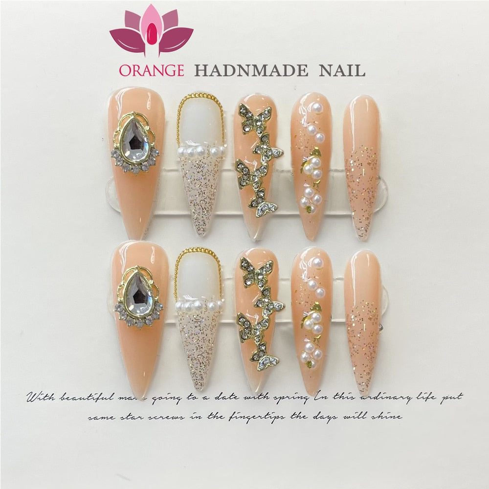Handmade Stiletto Press On Nail Professional Design Full Cover Japanese decorated Manicuree Wearable Nail Art XS S M L Size Nail Spain