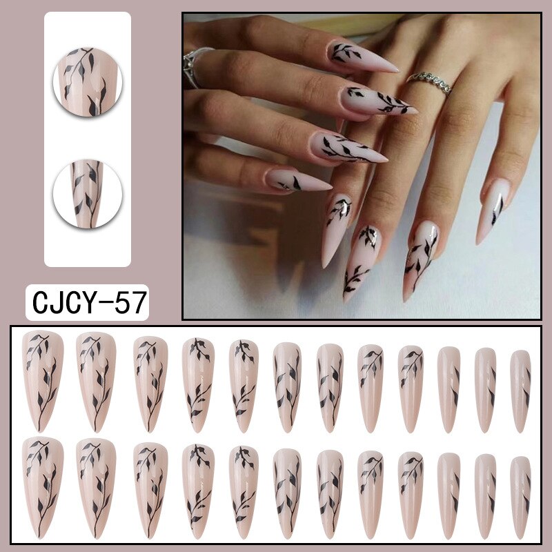 24pcs/Box Charming Pink Flame Short Ballet Wearable Fake Nails press on Square Head Full Cover Detachable Finished Fingernails CBLCY 57