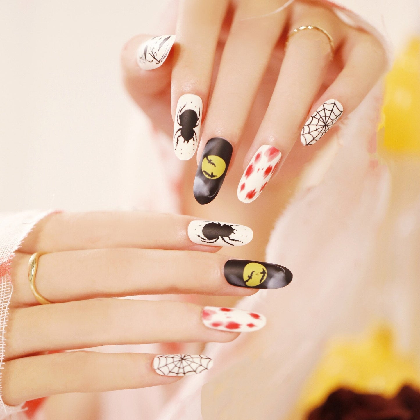 24Pcs/Set Fake Nails With Glue Full Cover Nail Tips Press On Med Nails DIY Manicure Oval Head False Nails Pink Almond Artificial