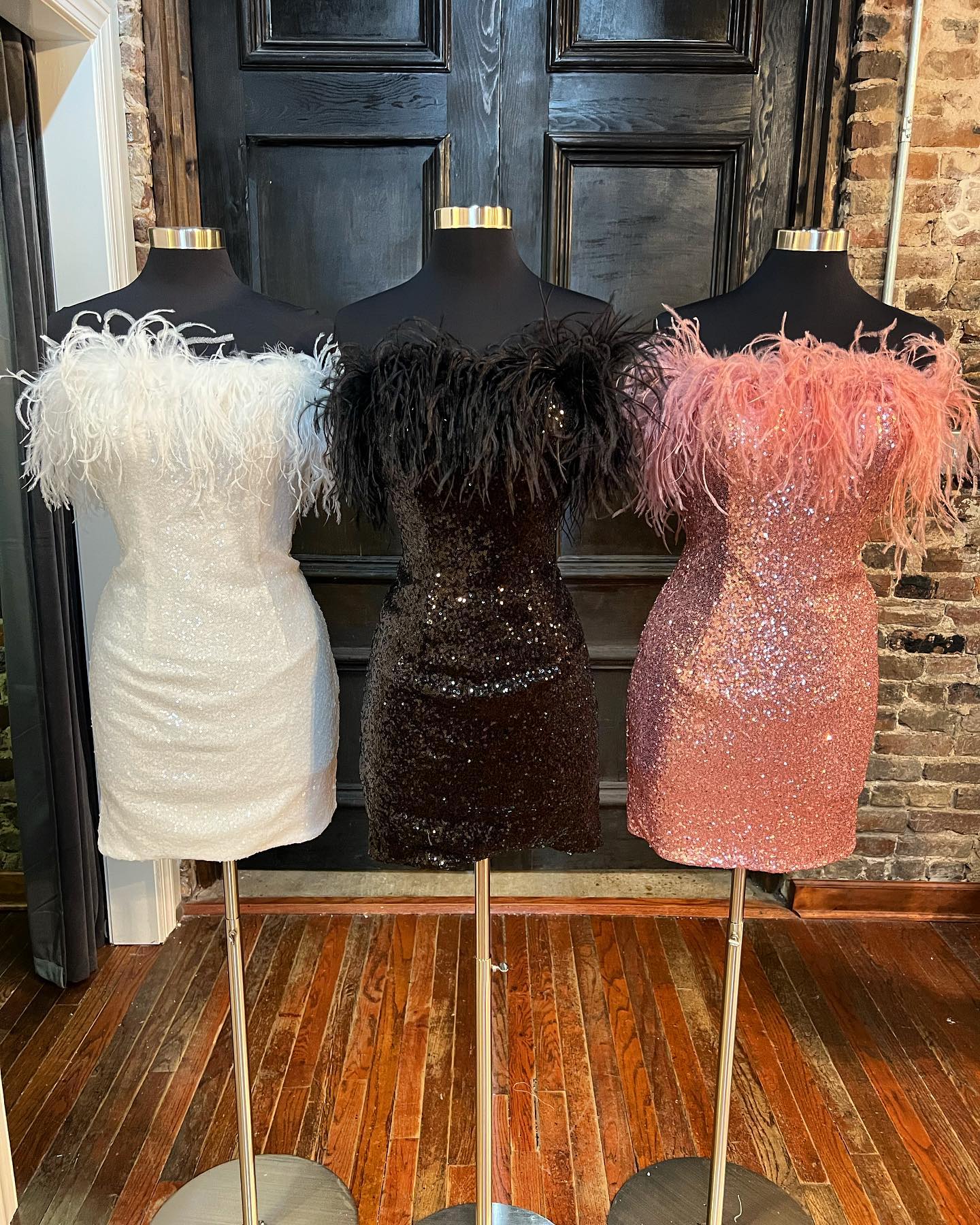 Sequin Mini Hoco Dress 2023 NYE Feather Strapless Short Lady Formal Homecoming Party Gown Club Night Cocktail Prom Gala RoseGold