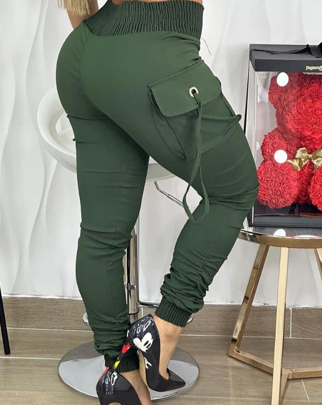 Women's Pants Spring Fashion Band Decor Pocket Design Cargo Casual Plain Daily Long Cargo Pants Y2K Streetwear