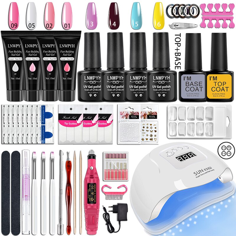Nail Kit 54/36W UV LED Nail Lamp Dryer 10/4 Colors UV Gel Nail Polish Kit Manicure Art Tools Set Top Base Nail Drill Machine set