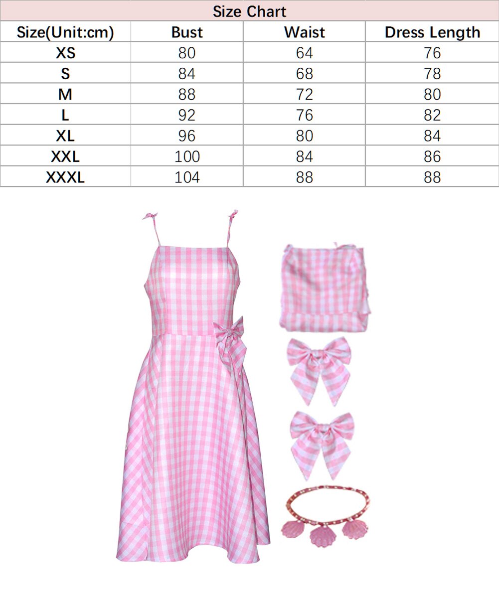 Margot Cosplay Pink Plaid Dress Up Hat Women Costume Movie Roleplay Fantasia Halloween Party Clothes For Disguise