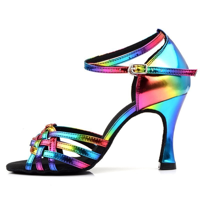 Colorful Latin Dance Shoes for Women Summer Sale Soft Bottom Indoor High Heels Sandals New Practice Wedding