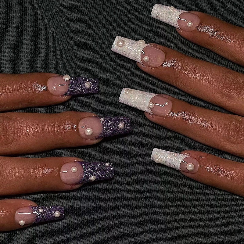 Fake Nails Heart Pattern Full Cover Fake Nails DIY Glue Press On Nails Nail Supplies For Professionals