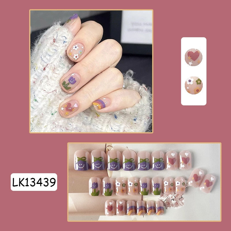 Y2k Fake Black Nail Long Ballet Reusable Adhesive Acrylic Press on set Nails Dark Acrylic Artificial False Nails Arts Tips 24pcs
