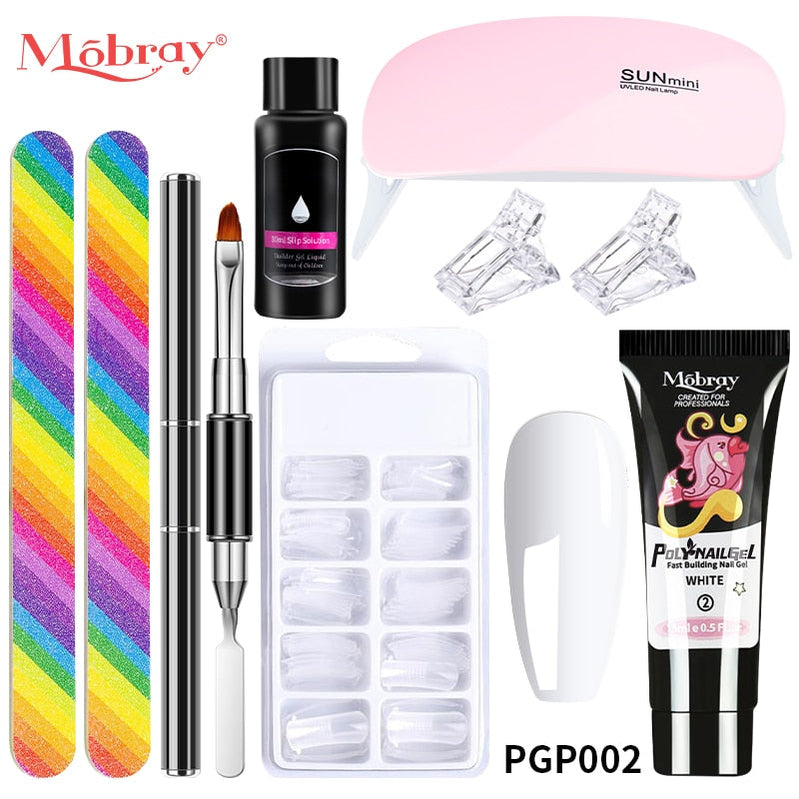Mobray Poly Nail Gel Set Manicure Set Gel Cuticle Pusher Finger Extend Mold Nail Kit All For Quick Extension Manicure Set 9pcs-set-2