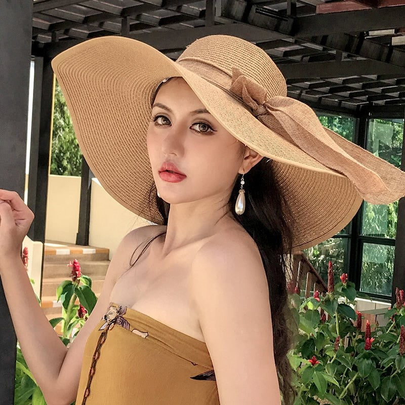 Seaside Photo Beach Straw Hat Children Summer Large Brim Sunscreen Shading Simple Fashion Large Brimmed Hat Sun Hat Beach Hat