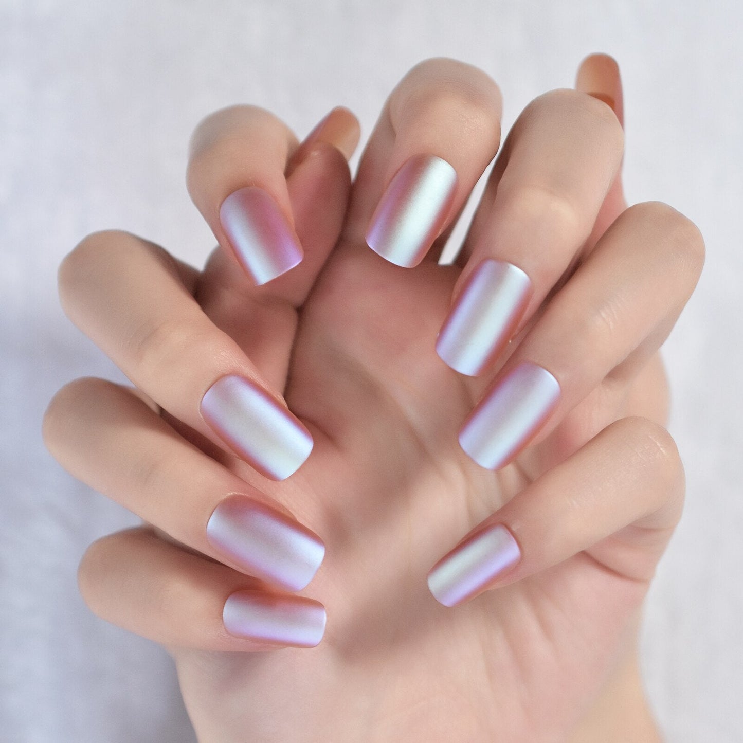 Glossy Gradient Rainbow Ombre French Press on Nails Almond Fake Nails Stiletto Oval Pointed Manicure False Nails Finger Tips