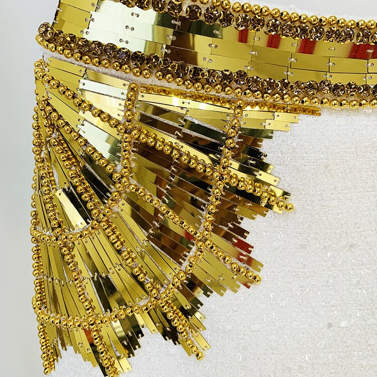 HIGH STREET Newest 2023 Designer Fashion Women's Stunning Metallic Diamonds Strass Handwork Beaded Tweed Mini Skirt