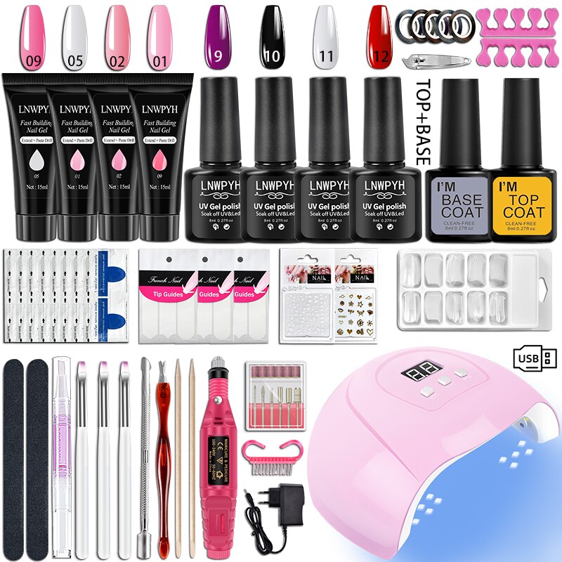 Nail Kit 54/36W UV LED Nail Lamp Dryer 10/4 Colors UV Gel Nail Polish Kit Manicure Art Tools Set Top Base Nail Drill Machine set