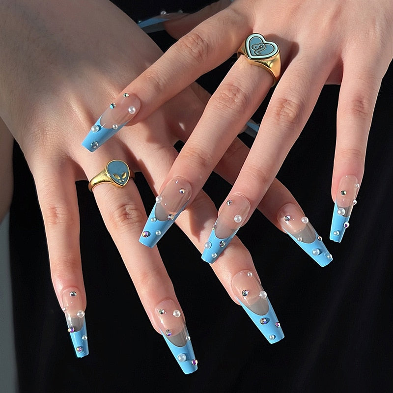 Fake Nails Heart Pattern Full Cover Fake Nails DIY Glue Press On Nails Nail Supplies For Professionals