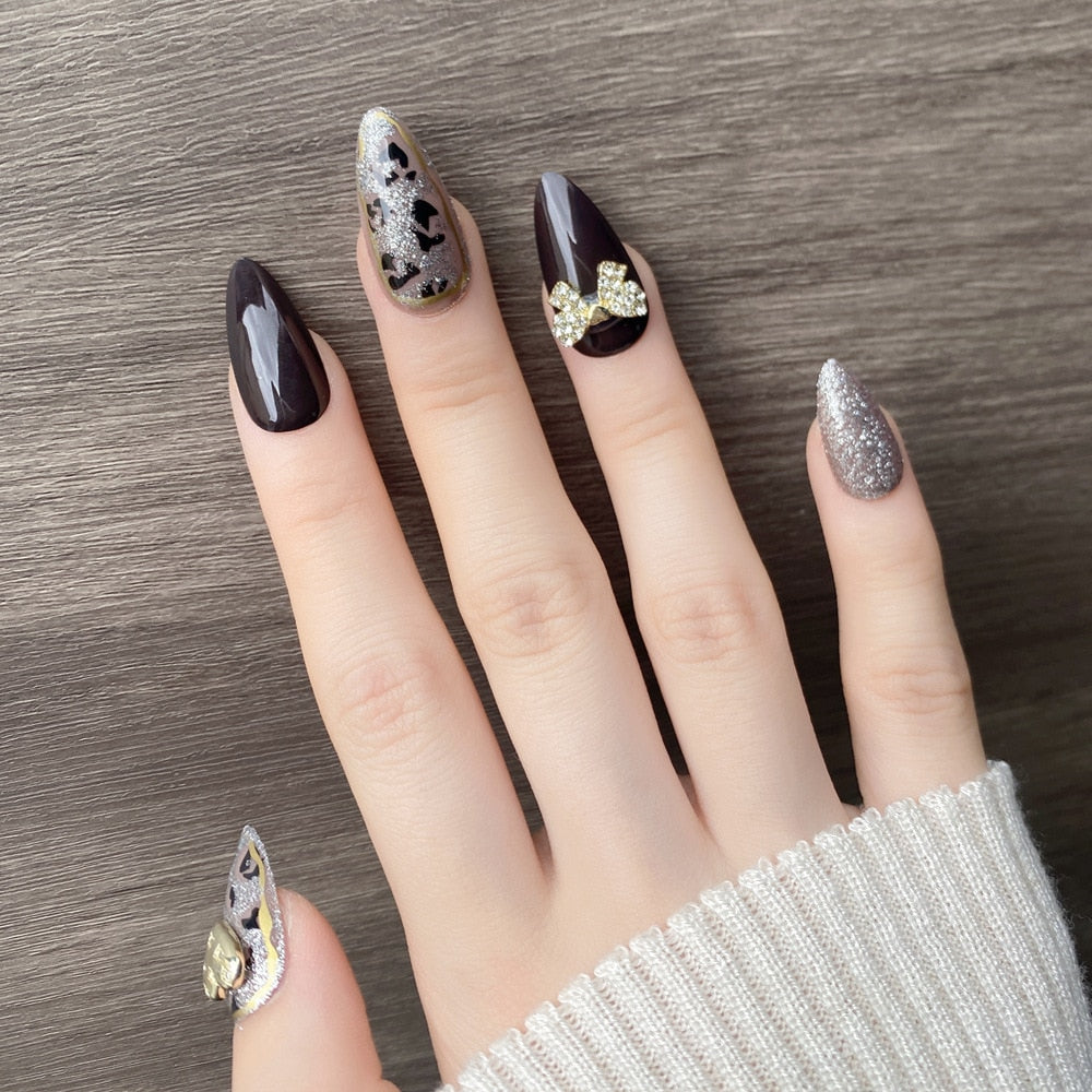 Sea Wave Carp Japanese Style Doodle False Nails Detachable Nude Pink Long Coffin Fake Nails with Glue Full Cover Press on Nails