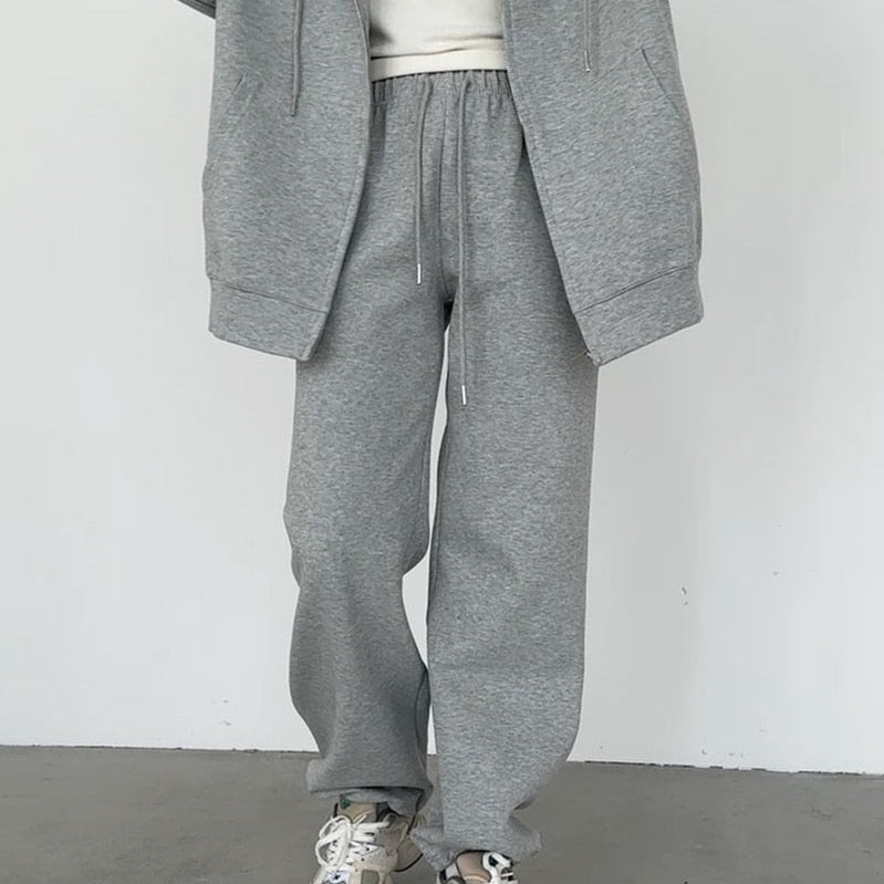 WOTWOY Causal Fleece Hooded Sweatshirts and Pants 2 Piece Sets Womens Outfits Autumn Winter Sweatpants Female Grey Pullovers