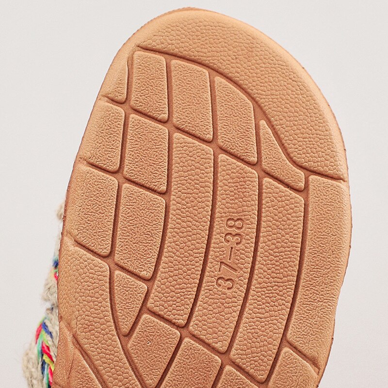 Summer Natural Flax Slippers Women Sandals Comfortable Non-slip Ladies Home Cross-tied Casual Indoor Shoes Multicolor