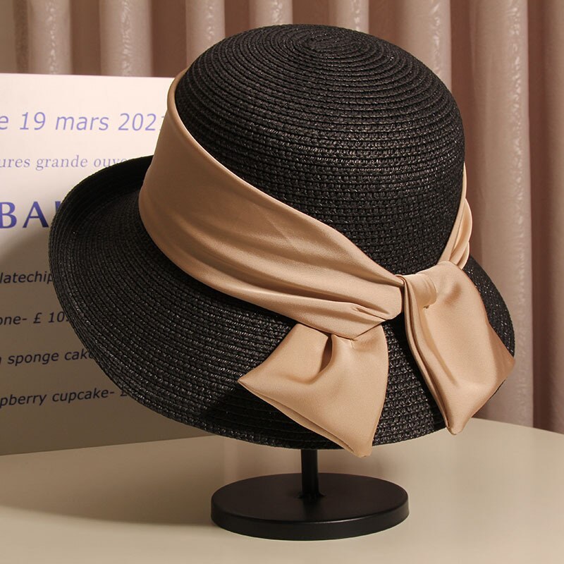 Women's hats for the sun Beach outing Luxury straw hat sunhat Golf cap summer new panama Visor Fashion elegant women caps 4 56-58cm
