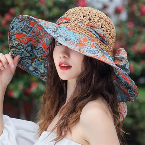 seaside hat summer beach hat female visor hat fashion fisherman's hat sunscreen sun hat anti-UV straw hats for women khaki One size 56-58cm