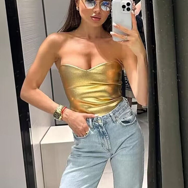 Women Fashion Solid Backless Zipper Sexy Tank Tops Woman Sleeveless Female Chic Corset Camis Streetwear