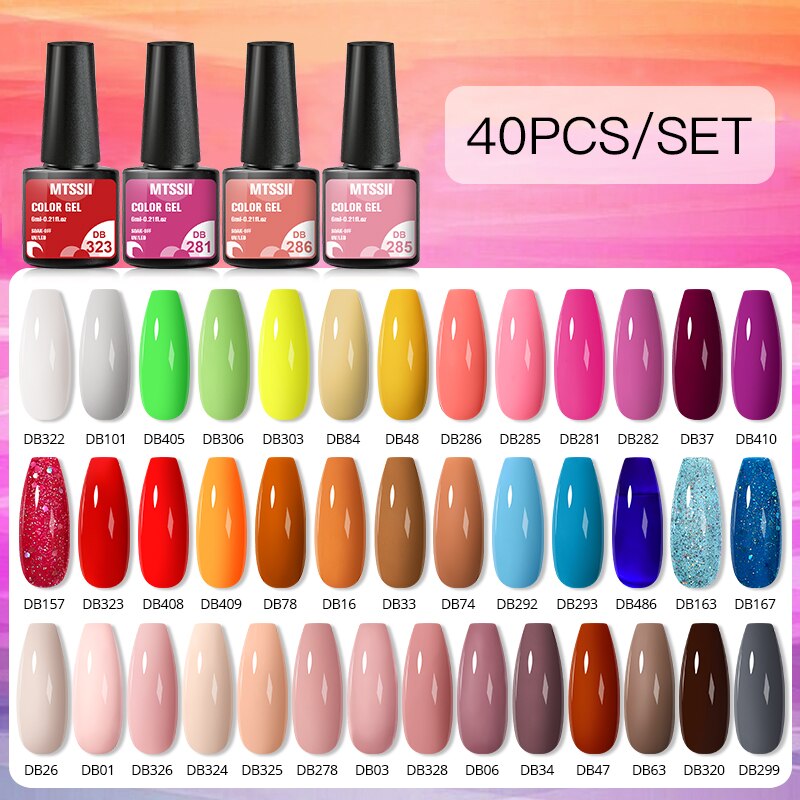 Mtssii 24/25/40/60PCS Gel Nail Polish Set Color Gel Semi Permanent UV Led Varnish Nail Art Design Soak Off Gel Set Nail Gel Set ZH20157
