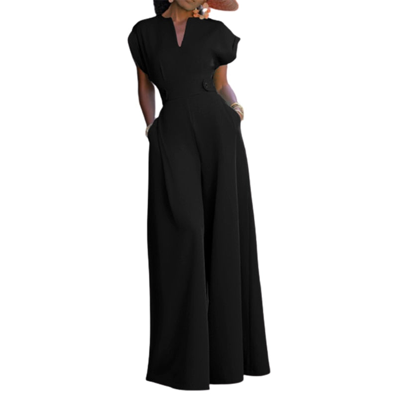 Yeezzi Female Elegant Party Jumpsuit Fashion Cap Sleeve Solid Color Wide Leg Summer Jumpsuits For Women New