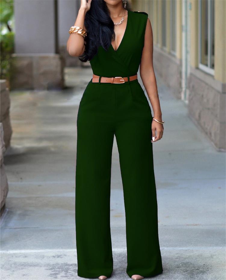 Newly Women Jumpsuit Lady Sleeveless Romper Female jumpsuit Bodysuit Bodycon Party Streetwear Outfit Clothes Party Playsuit Army Green